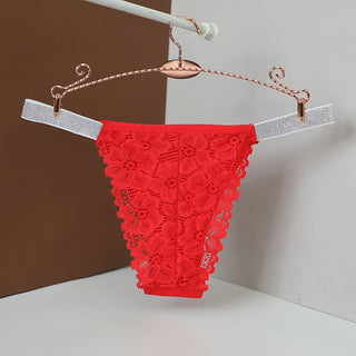 Solid Colour High Stretch Silver Ribbon Women's Thong Panties