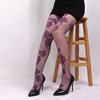Premium Thick Thread Fine Knitted Two-color Jacquard Sexy Pantyhose Stockings