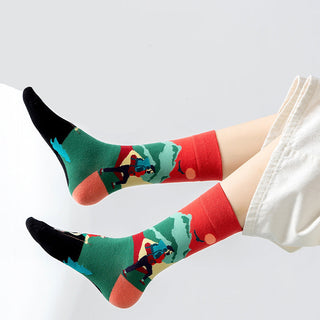 Cartoon color trendy cotton autumn and spring socks for men & women