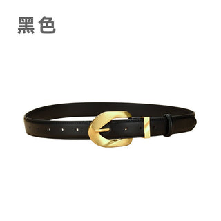 Women's Regular Use  Genuine Leather Belt with Elegant Golden Buckle