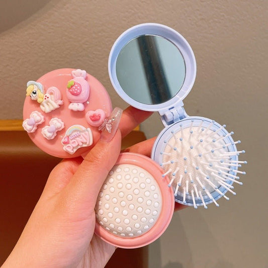 Children's Folding Air Cushion Mini Massage Comb With Mirror