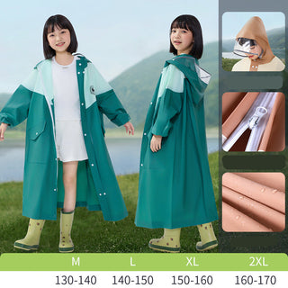Boys Raincoat With Backpack Slot Waterproof Zipper