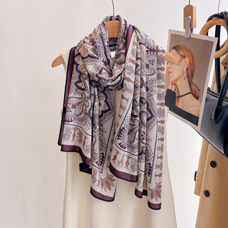 Luxurious Both-sided Two-color Paisley Pattern Printed Viscose Scarf