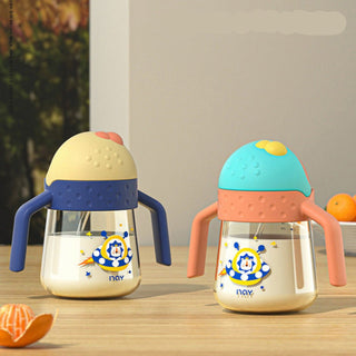 Noair Planet Learning Sliding Cover Straw Anti Water Drop Drinking Bottle for Kids