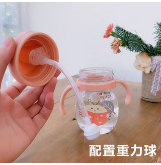 Cute Size Portable Water Bottle Mum Pot with Straw for Children