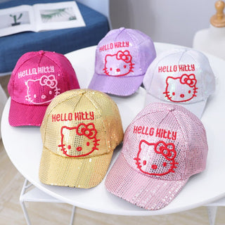 Cute & Shiny Hello Kitty Sequin Baseball Party Cap for Girls