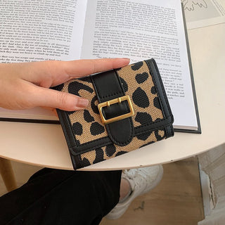 Leopard Print Tri Fold Handy Wallet for Women