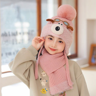 Children's Thich Cute knitted Warm Hat and Muffler Set