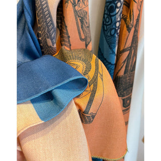 Women's High Quality Both Side Printed Retro Design Viscose Scarf