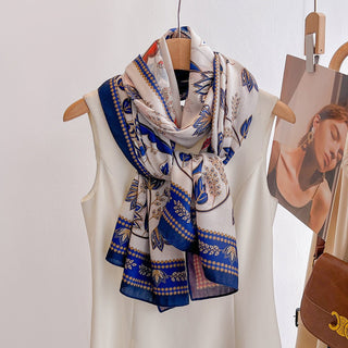 Premium Color Contrast Double Side Plant Printed Premium Viscose Scarf