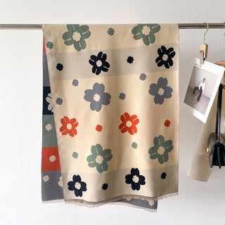 Elegant Multi-Color Double-sided Floral Printed Luxury Winter Shaw