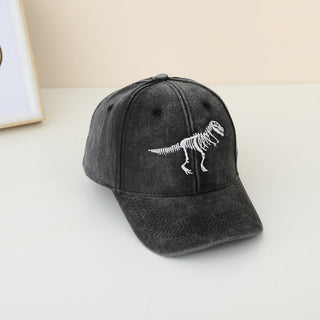 Dinosaur Skeleton Flagged Washed Baseball Cap for Kids