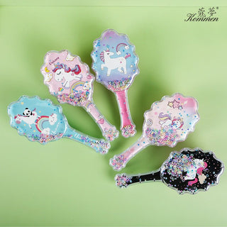 Adorable Unicorn Glitter Hair Massage Brush for Girls