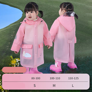 Kids Cartoon Raincoat Waterproof Hooded Poncho With Reflective Strips
