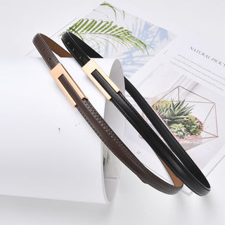Women's Elegant Style Genuine Leather Belt with Polished Buckle