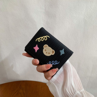 Cute Bear Flagged Student's and Women's Trifold Wallet
