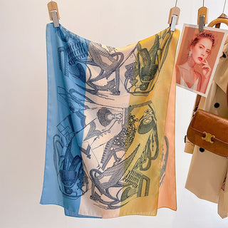 Women's High Quality Both Side Printed Retro Design Viscose Scarf