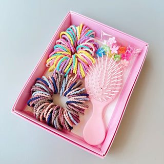 Colorful Hair Brush & Scrunchie Gift Set for Girls
