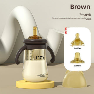 Noair Brand 3 in 1 Nano Silver Antibacterial Straw Feeding Bottle with Handle