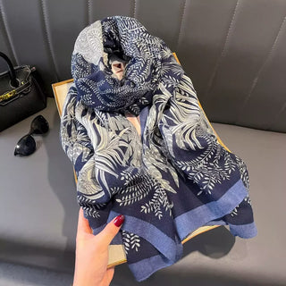 Elegant Blue Premium Cotton and Linen Scarf