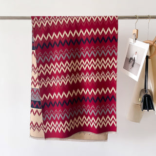 Modern Minimalist Concentric Border Style Luxury Winter Shawl