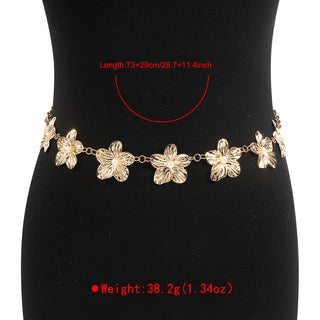 American Style Floral Metal Waist Chain for Female