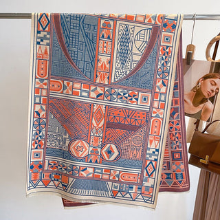 Luxurious Color Block Geometric Pattern Korean Version Winter Shawl