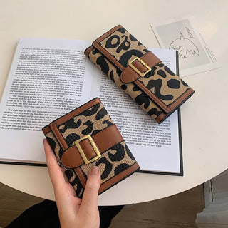 Leopard Print Tri Fold Handy Wallet for Women
