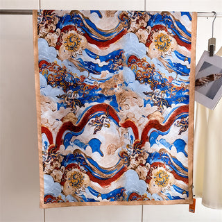 Gorgeous Oil Painted Multicolor Women's Satin Silk Scarf