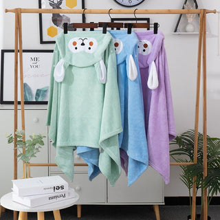 Soft and Wearable Hooded Cape Thickened Bath Towel for Children