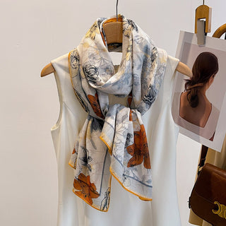 Travel Friendly High-Quality Both Side Plant Printed Viscose Scarf