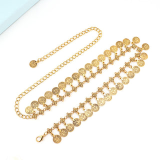 Vintage Disc Tassel Coin Waist Chain Women's Belt