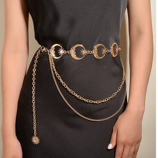 Moon & Star Shaped Elegant Waist Chain for Female