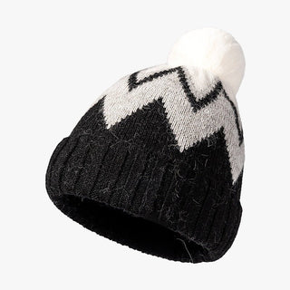Western Style Knitted Rabbit fur Thick Warm Wool Beanie Hat