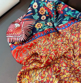 Ethnic Style Multicolor Printed Satin Silk Scarf