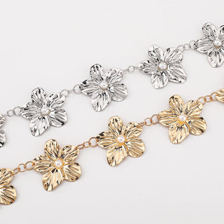 American Style Floral Metal Waist Chain for Female