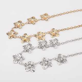 American Style Floral Metal Waist Chain for Female