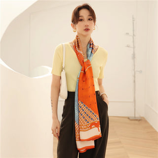 Korean style elegant ladies thin holiday Satin silk scarf