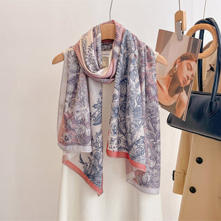 High Quality Luxury Retro Style Both sided Floral Printed Viscose Scarf