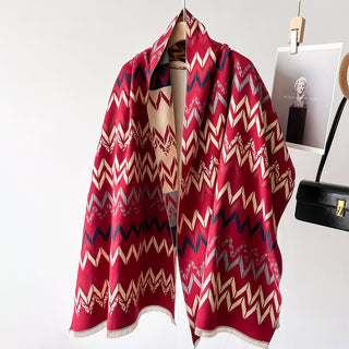 Modern Minimalist Concentric Border Style Luxury Winter Shawl