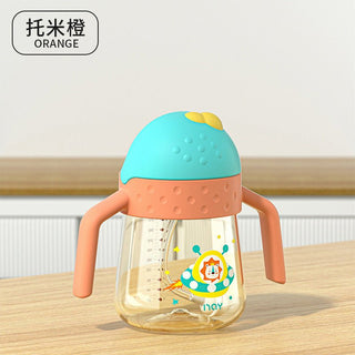 Noair Planet Learning Sliding Cover Straw Anti Water Drop Drinking Bottle for Kids