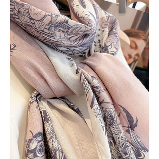 High Quality Luxury Retro Style Both sided Floral Printed Viscose Scarf