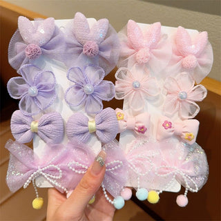 Cloth flower Super Fairy Cute Bows Hairpin Set