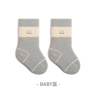 All Seasons Thick Velvet Cute Smiley Design Baby Socks