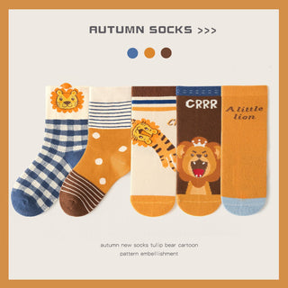 5Pcs Set All Seasons Regular Usable soft and Comfortable Cartoon Printed Socks For Kids