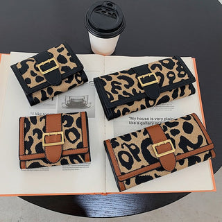 Leopard Print Tri Fold Handy Wallet for Women