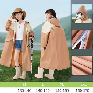 Boys Raincoat With Backpack Slot Waterproof Zipper
