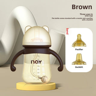 Noair Brand 3 in 1 Nano Silver Antibacterial Straw Feeding Bottle with Handle