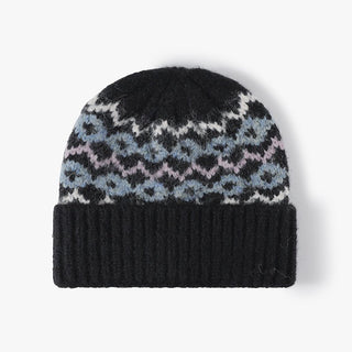 Winter striped jacquard warm thickened knitted outdoor hat