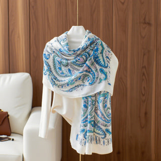 Cashew Water Blue Premium Cotton and Linen Scarf